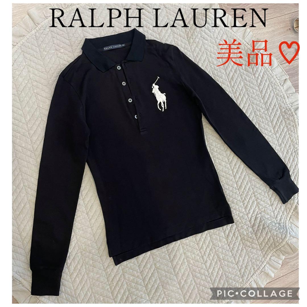 美品♡ ラルフローレン　レディース　長袖ポロシャツ　ブラック　ビッグポニー　M