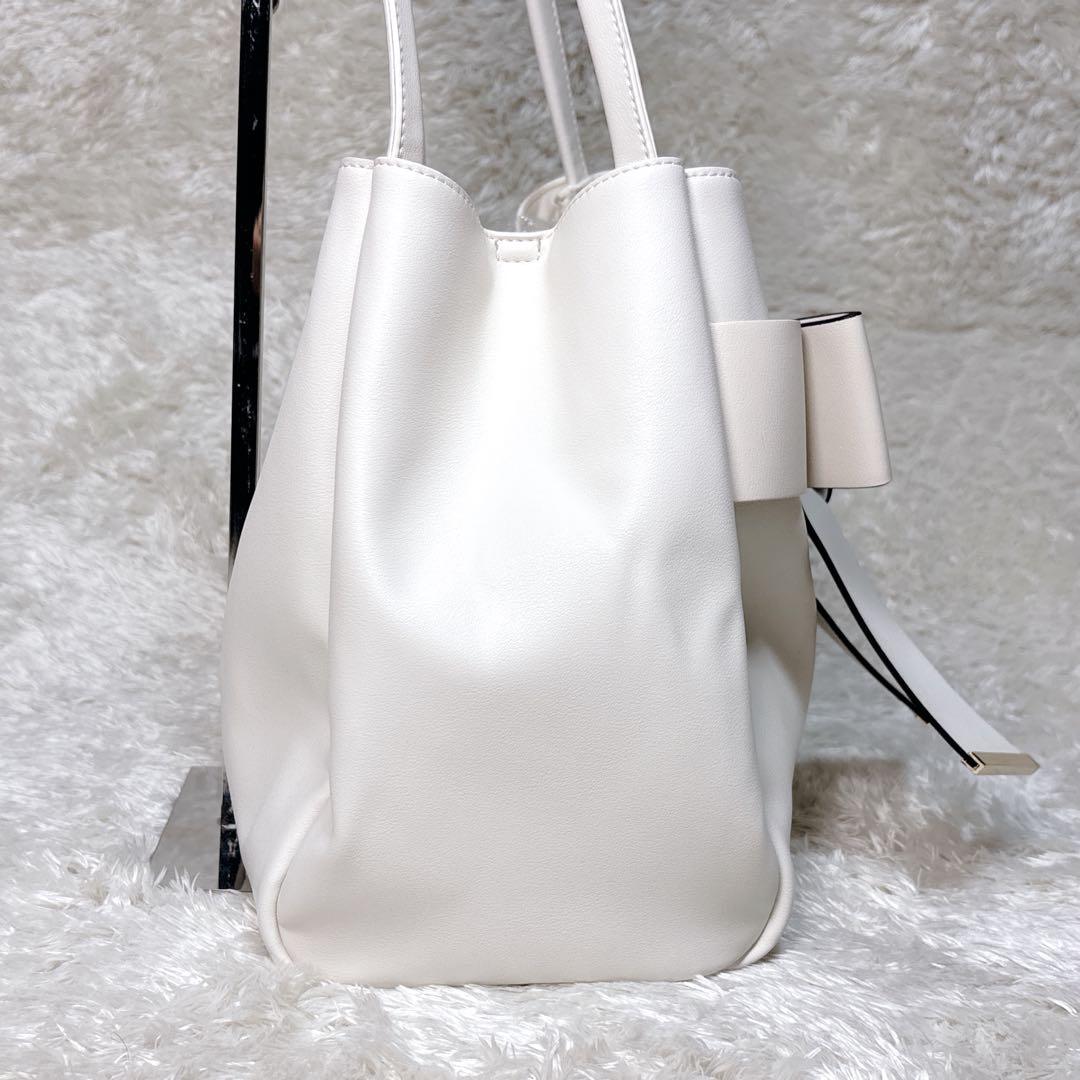 RANDA ランダ リボントートバッグ ホワイト 白 A4対応