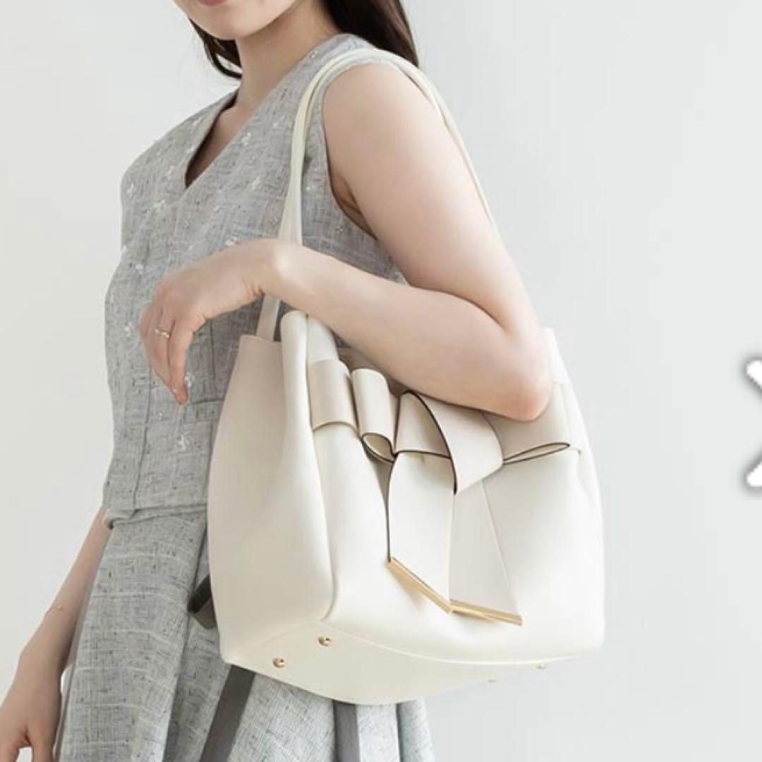 RANDA ランダ リボントートバッグ ホワイト 白 A4対応