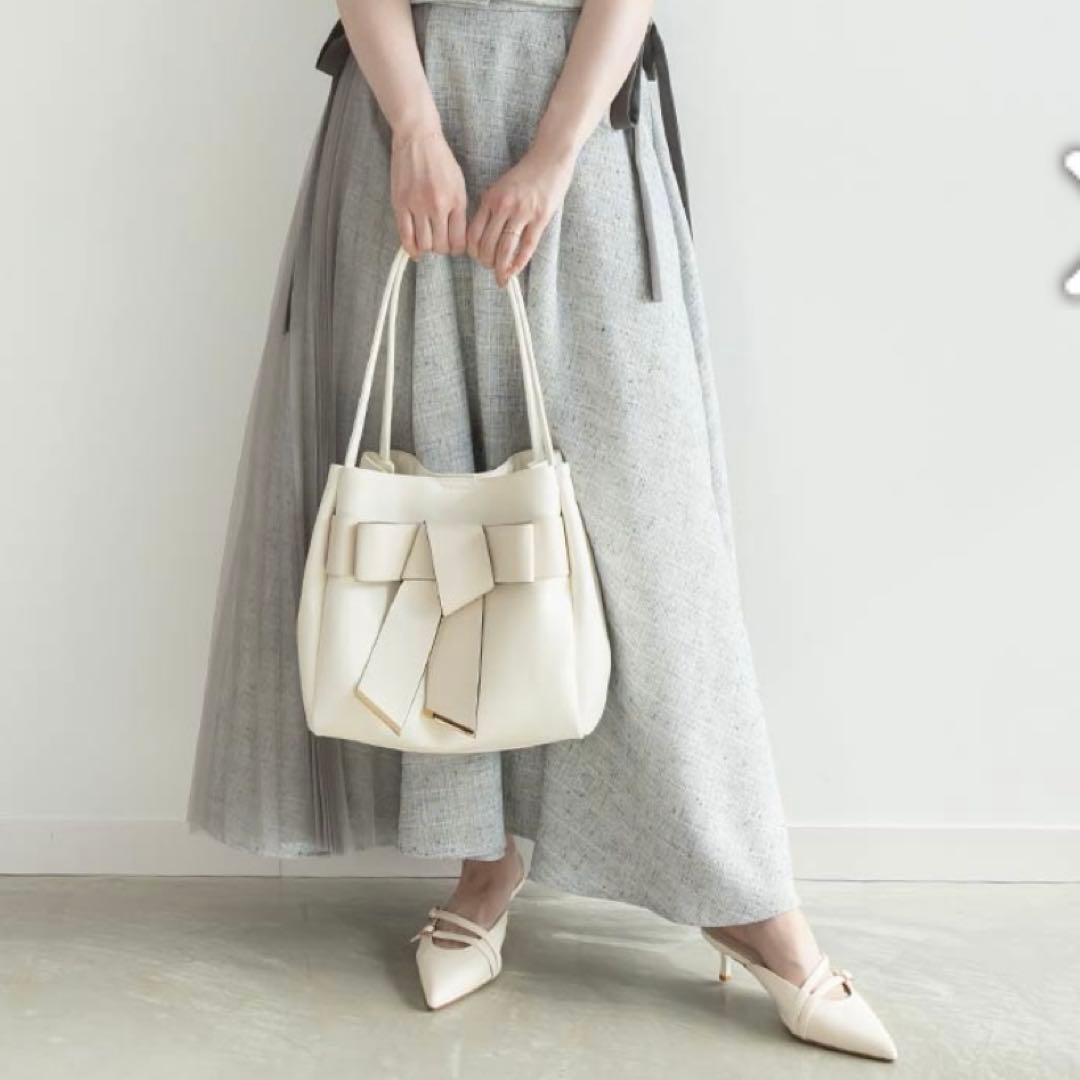 RANDA ランダ リボントートバッグ ホワイト 白 A4対応