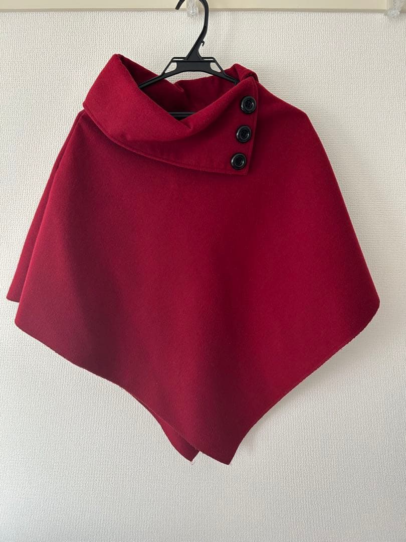 バーガンディ ポンチョ・ケープコート