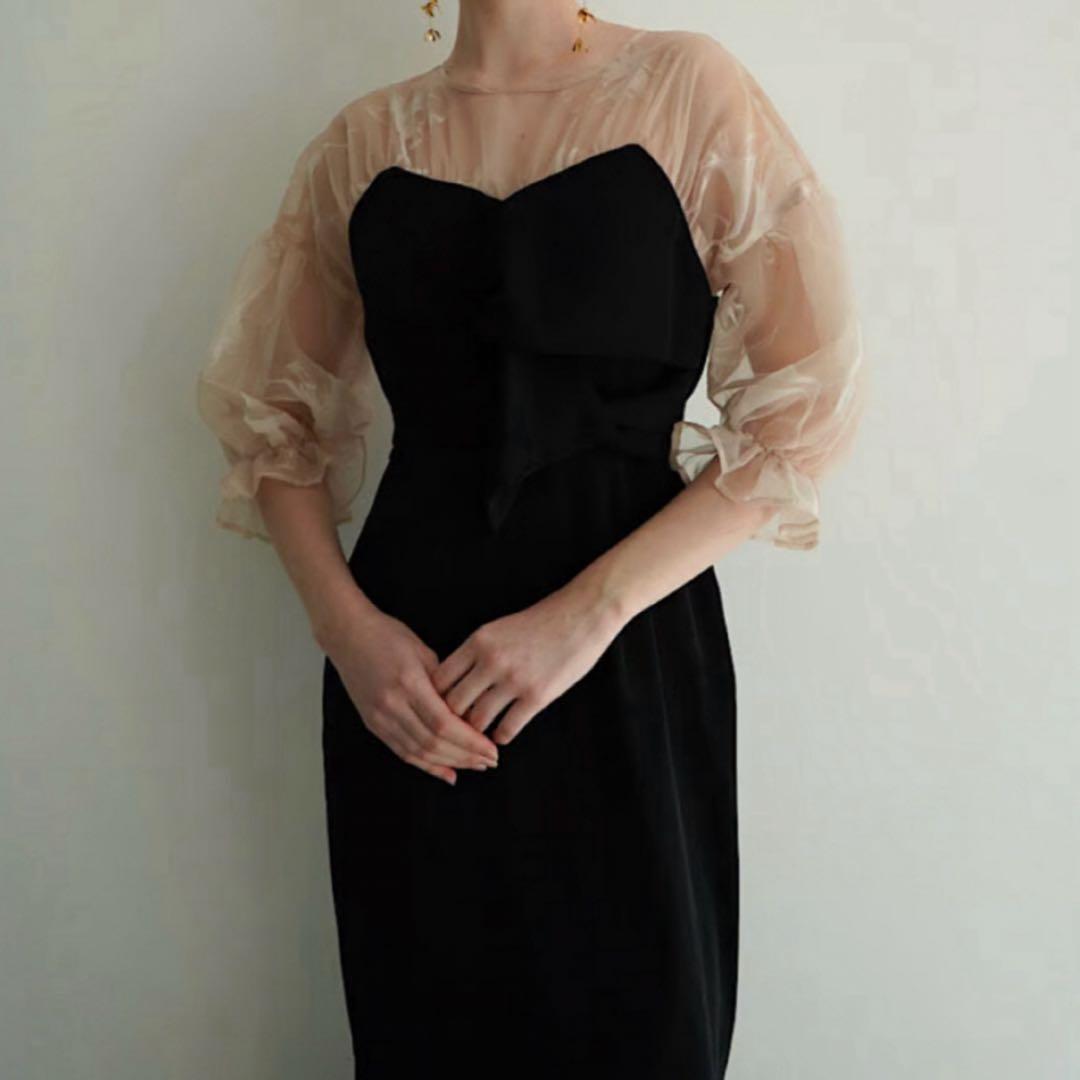 Acka sheer puff dress ブラック サイズ2