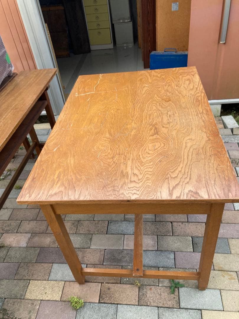 昭和レトロ　片袖机 古家具 勉強机 文机 ワークデスク アンティーク③