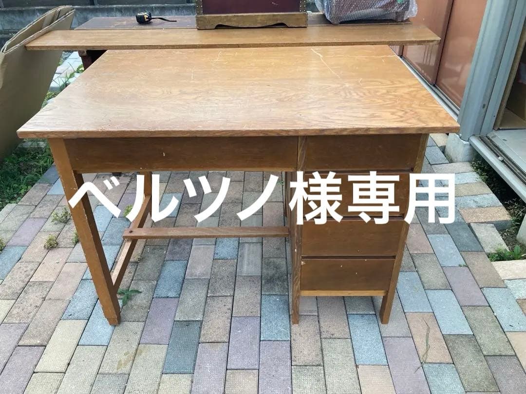 昭和レトロ　片袖机 古家具 勉強机 文机 ワークデスク アンティーク③