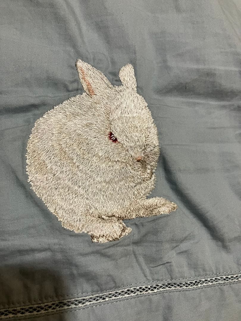 ピンクハウス うさぎ 刺繍 ブルーグレー 半袖チュニック