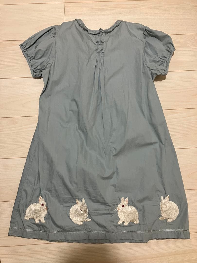 ピンクハウス うさぎ 刺繍 ブルーグレー 半袖チュニック