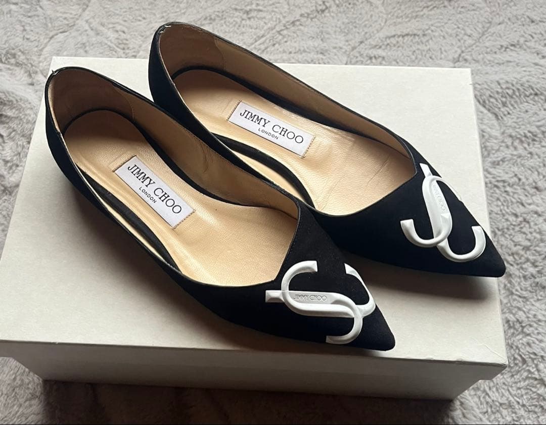 ジミーチュウ フラットシューズ ブラック 22.5cm