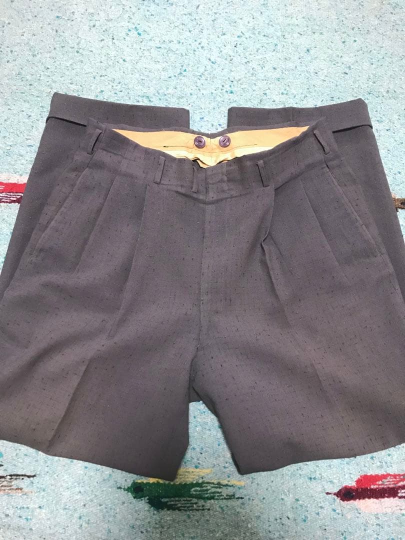 50s スペシャル 絣柄 レーヨン ギャバジン スラックス グレー 藤鼠