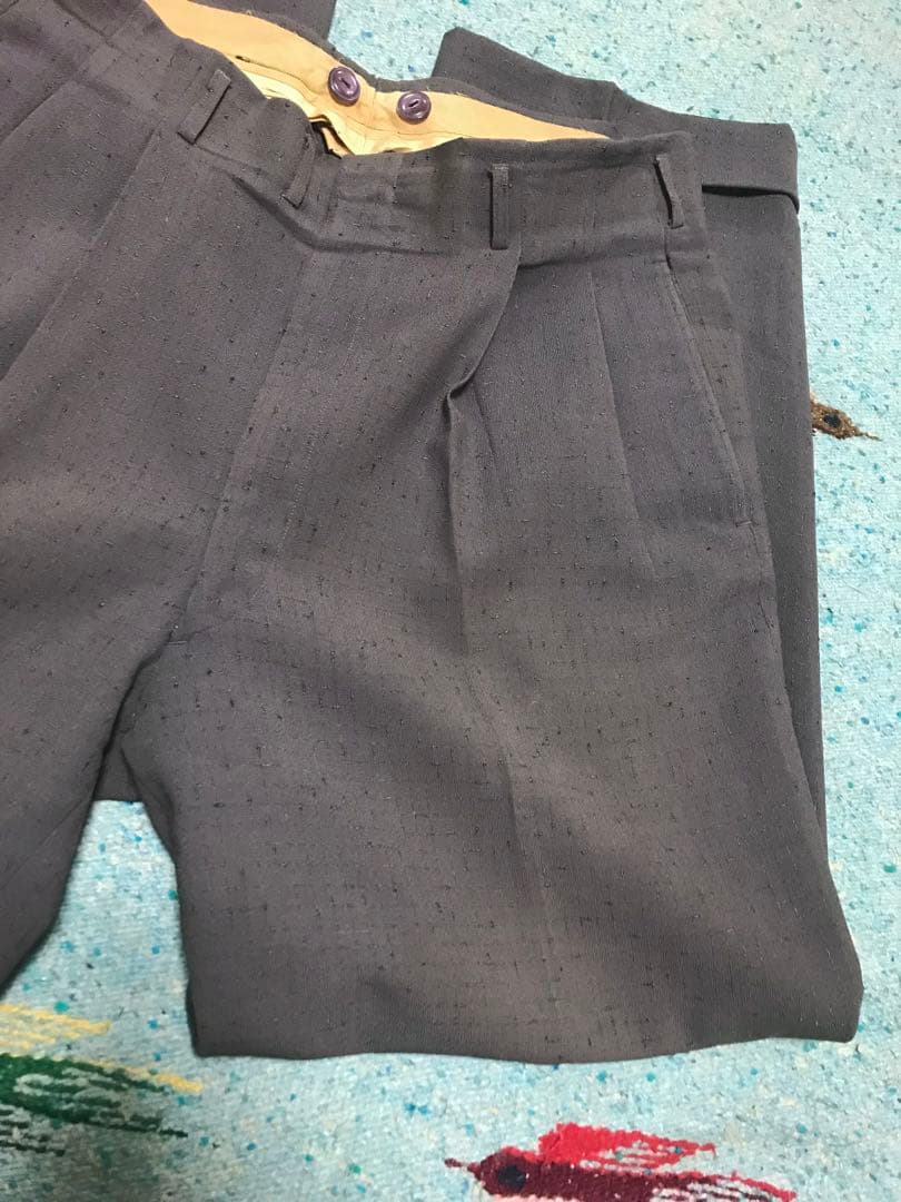 50s スペシャル 絣柄 レーヨン ギャバジン スラックス グレー 藤鼠