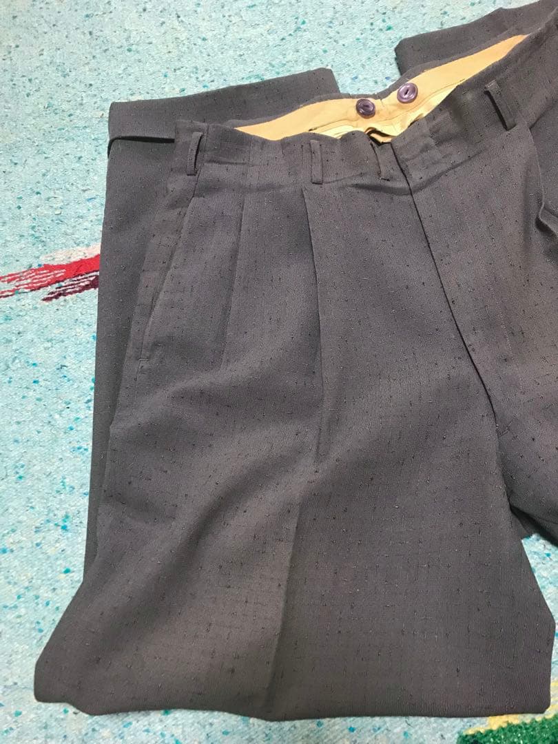 50s スペシャル 絣柄 レーヨン ギャバジン スラックス グレー 藤鼠