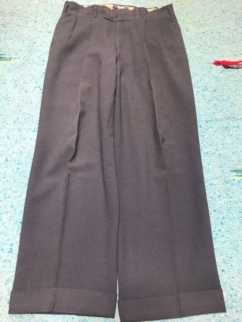 50s スペシャル 絣柄 レーヨン ギャバジン スラックス グレー 藤鼠