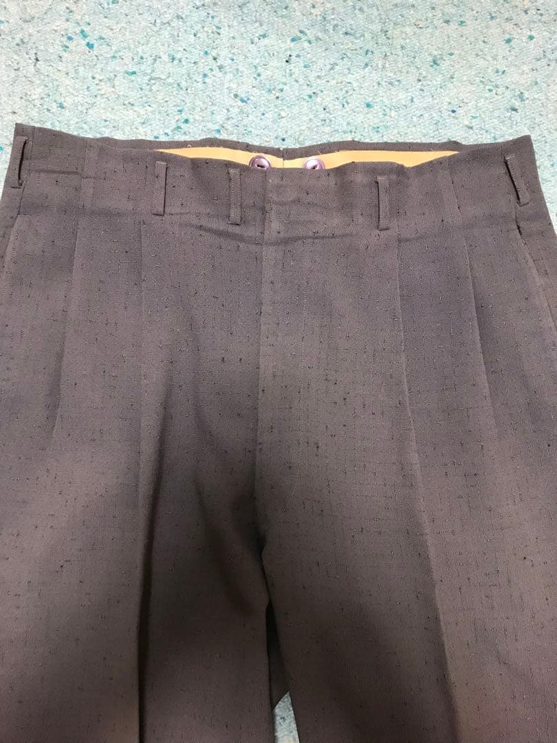 50s スペシャル 絣柄 レーヨン ギャバジン スラックス グレー 藤鼠