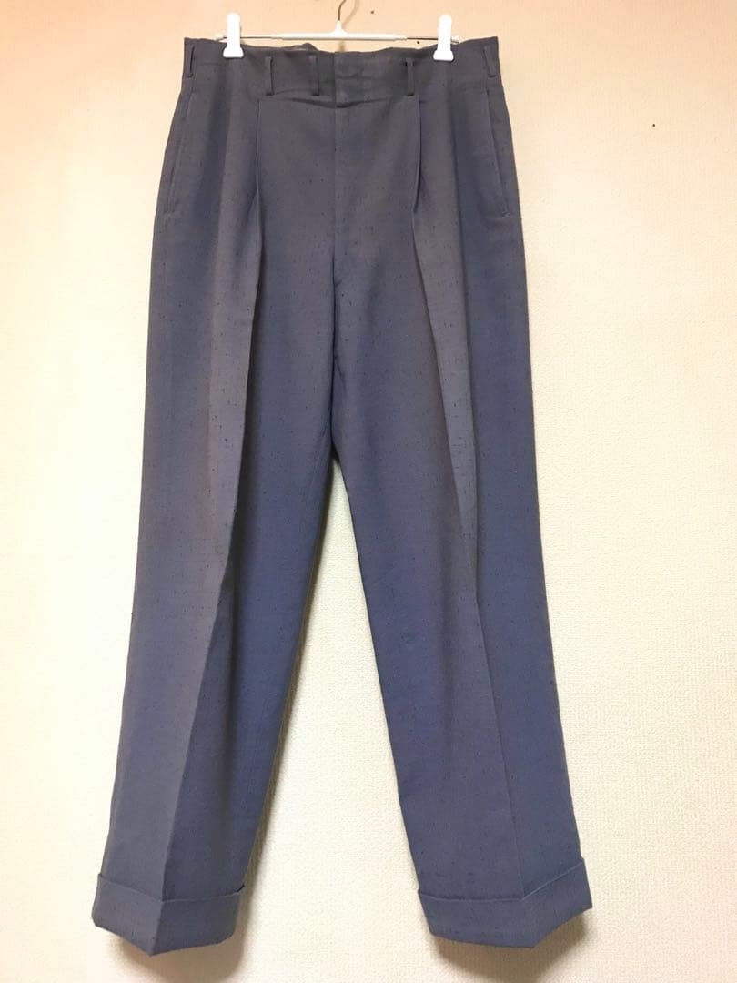 50s スペシャル 絣柄 レーヨン ギャバジン スラックス グレー 藤鼠