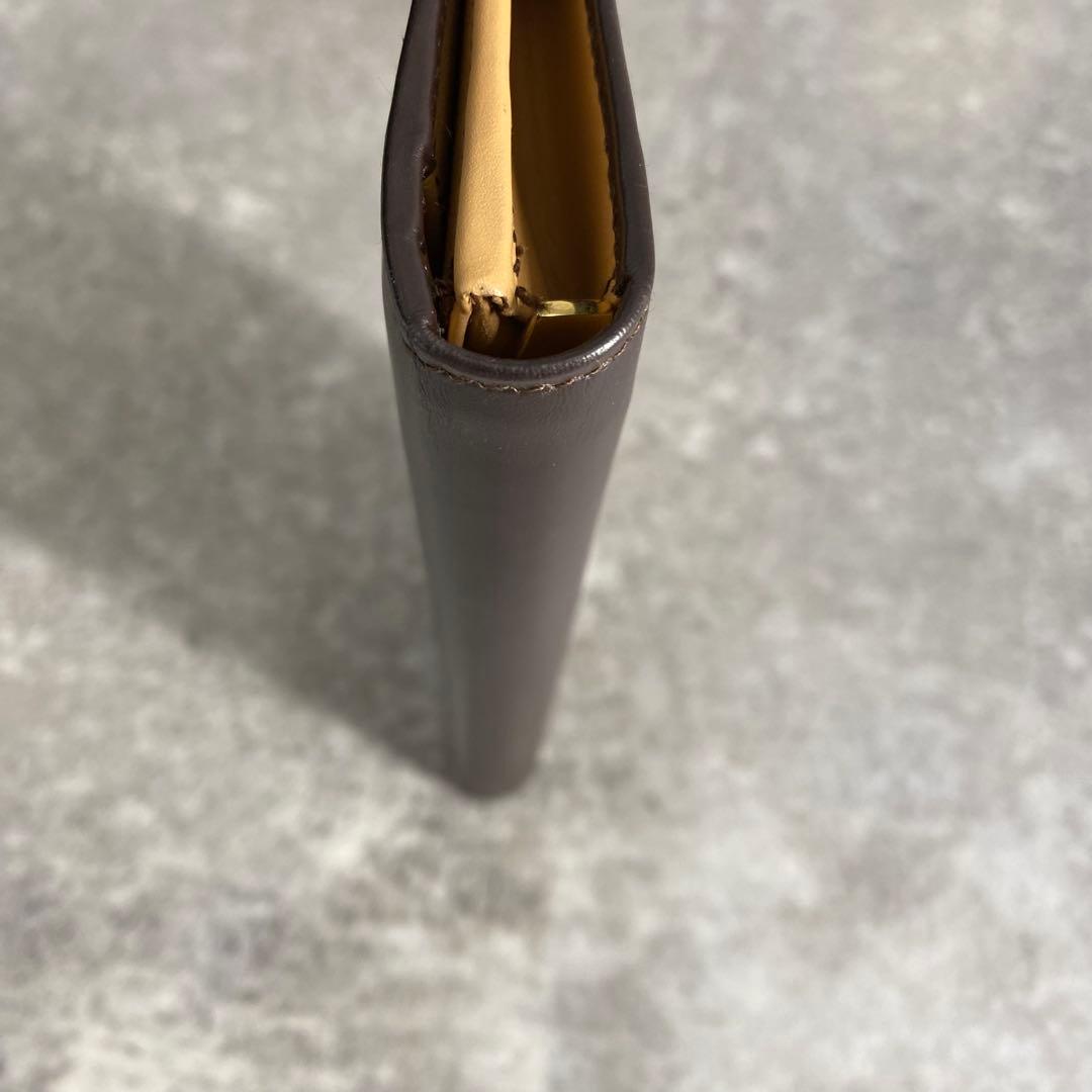 美品 フェラガモ ゴールド ガンチーニ 二つ折り 長財布 ブラウン