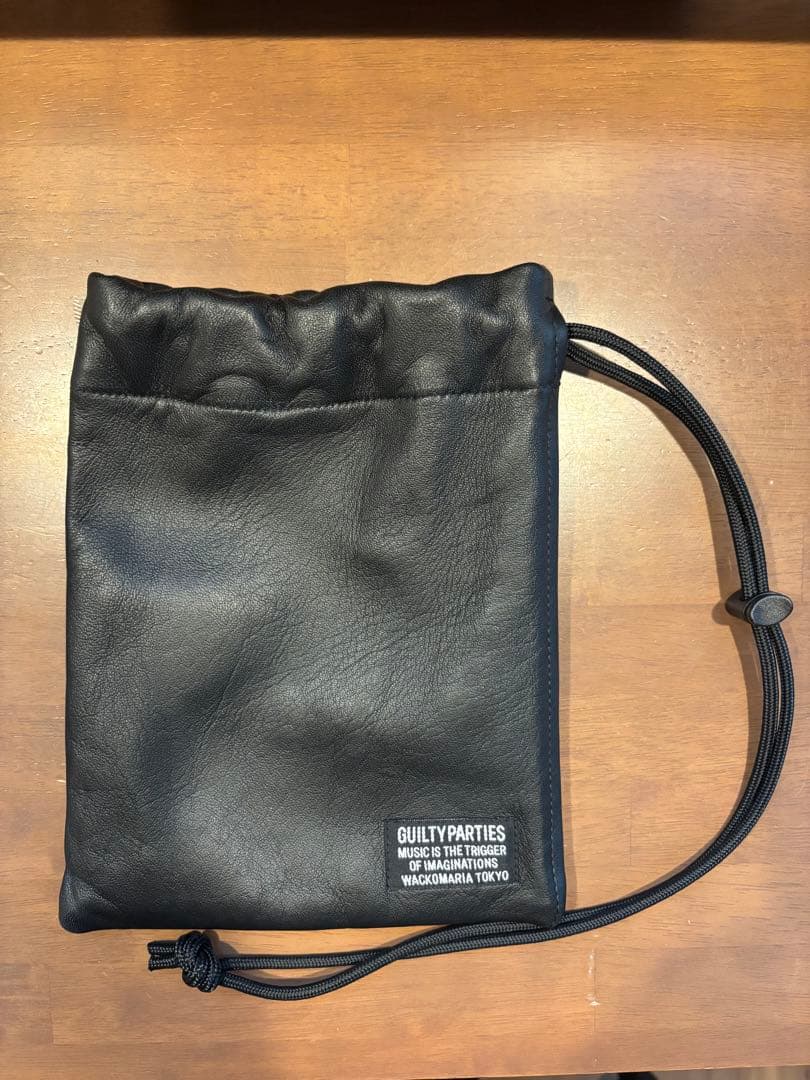 WACKOMARIA ワコマリア LEATHER DRAWSTRING BAG