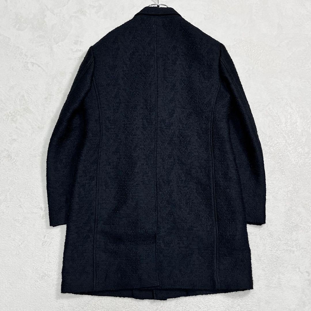 『ジョゼフ オム』ツイードチェスターコート ネップ 48 英国 ネイビー