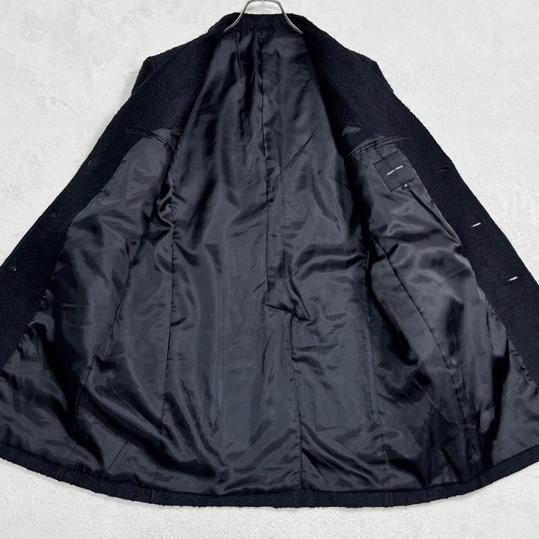 『ジョゼフ オム』ツイードチェスターコート ネップ 48 英国 ネイビー