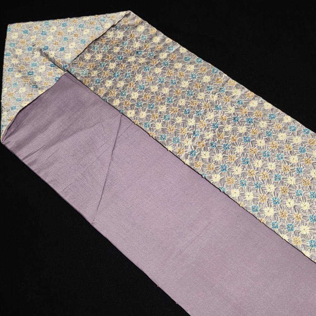 着物と帯京月花 m3805 ■灰色がかった紫地に総絞り正絹名古屋帯/九寸■