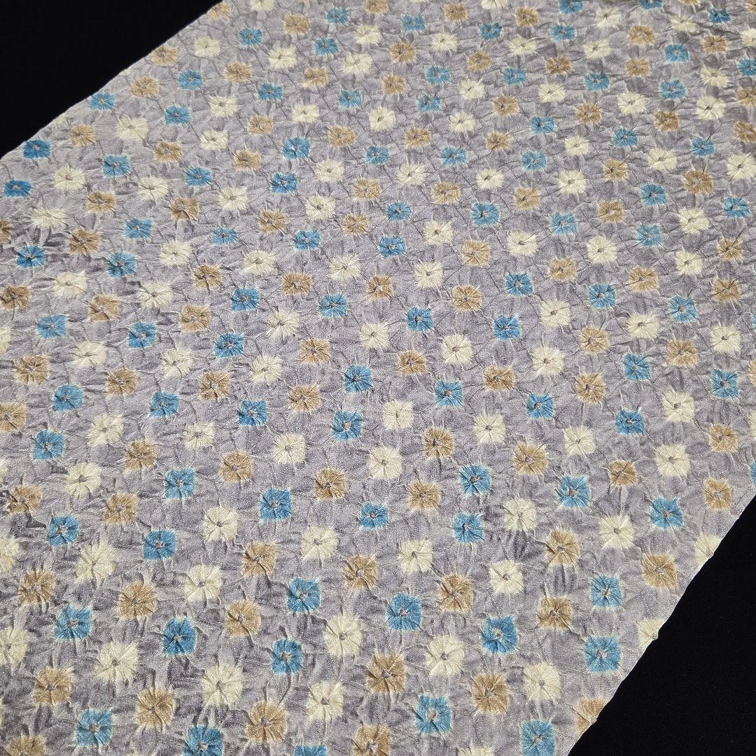 着物と帯京月花 m3805 ■灰色がかった紫地に総絞り正絹名古屋帯/九寸■