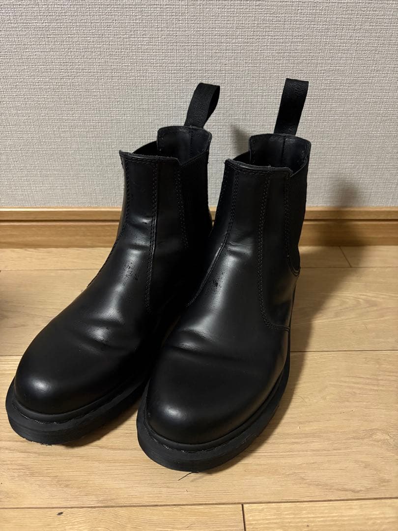 黒 レザー サイドゴアブーツ