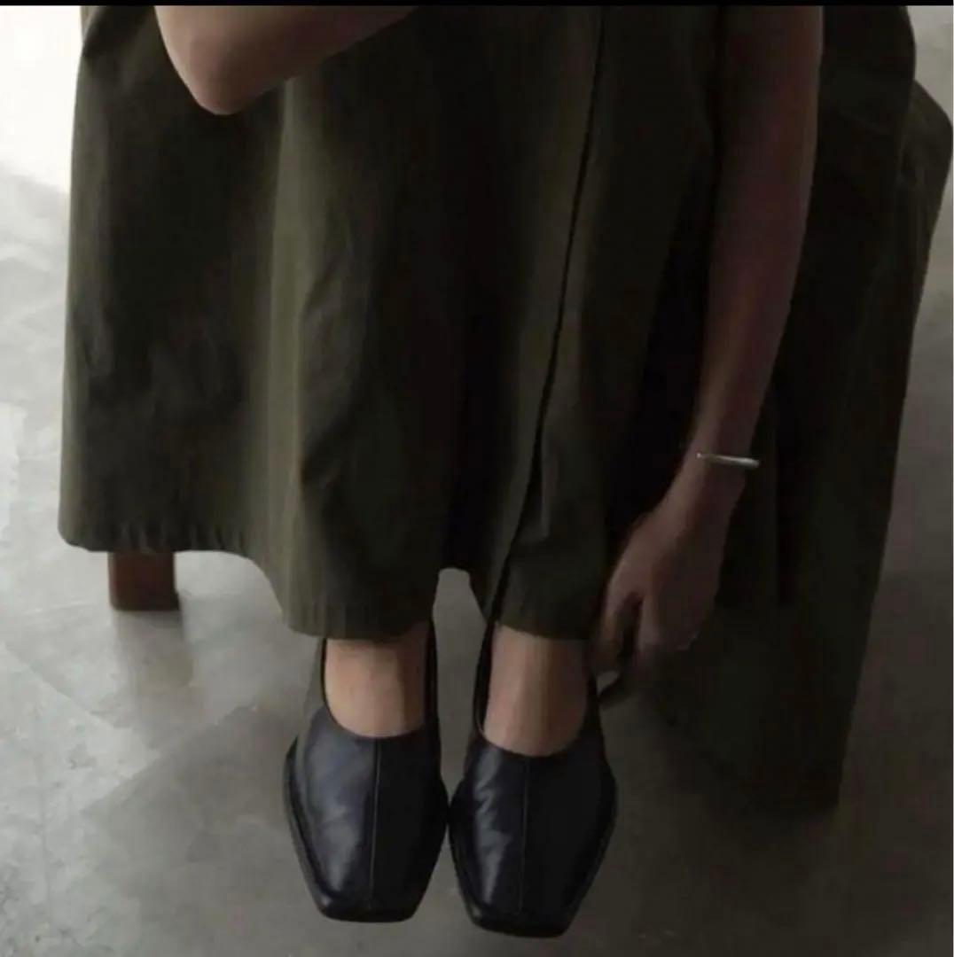 靴 CLANE OUTSTITCH SQUARE FLAT SHOES 36