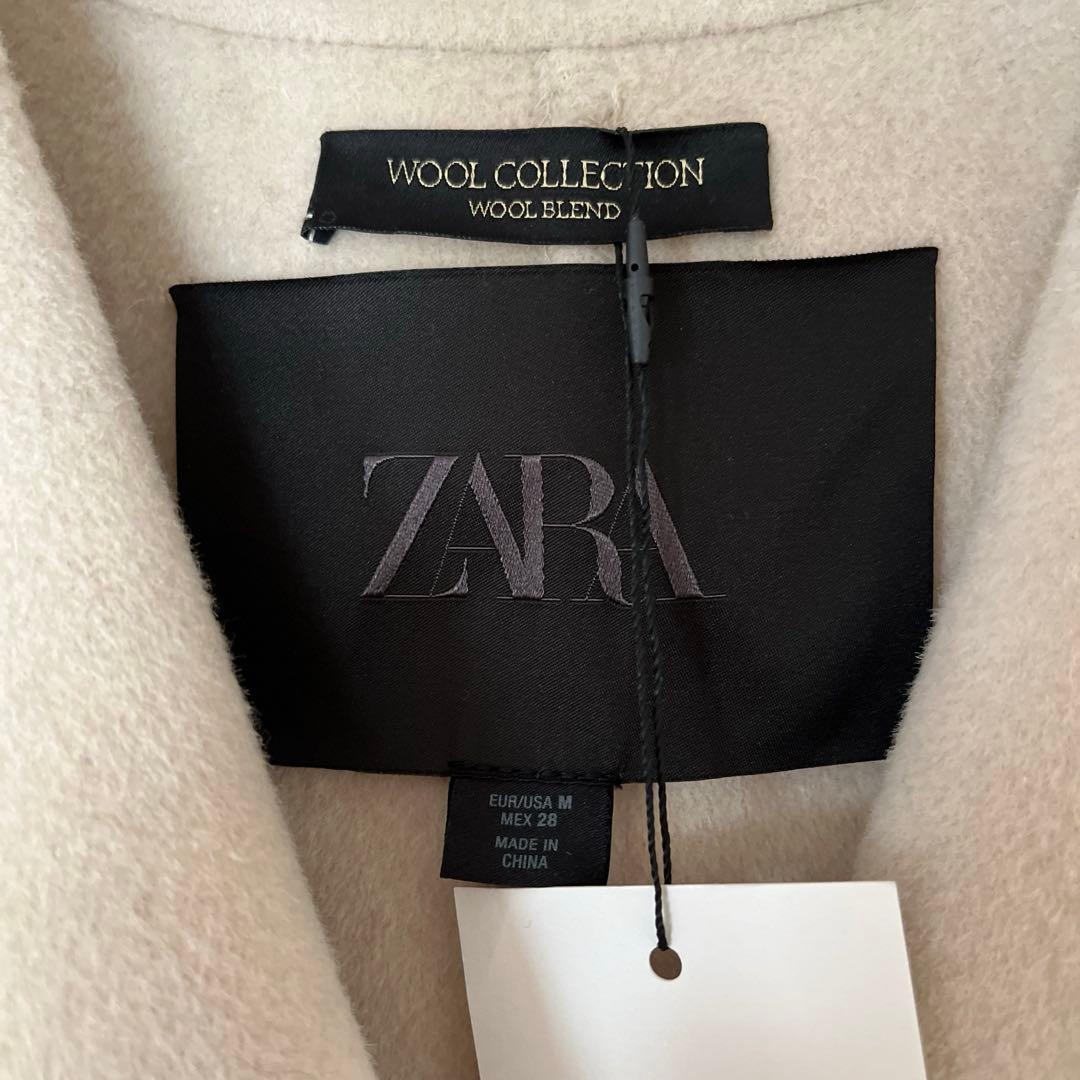 【ZARA】ザラ ZWコレクション ウール混紡オーバーサイズスカーフコート M