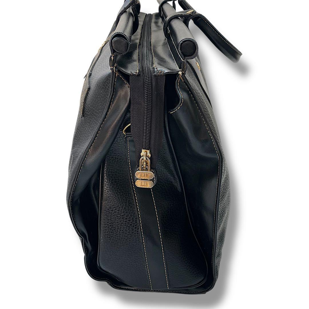 【大容量】dunhill ダンヒル　ボストンバッグ　2way シボ革　黒　金ロゴ