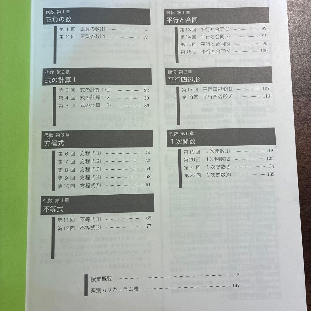 鉄緑会数学中1前期後期(4冊)