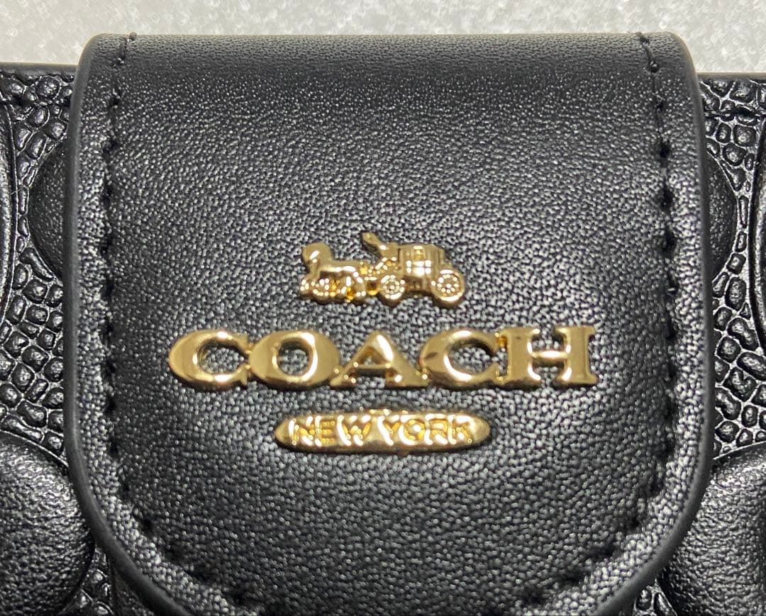 【新品未使用】COACH コーチ 二つ折り財布 ブラック