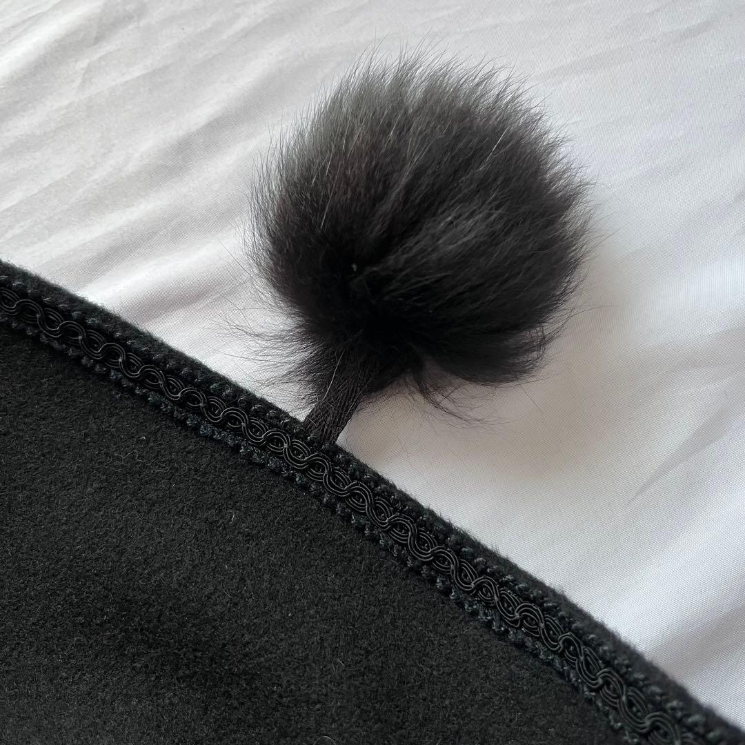 FOURCARD カシミヤ　フォックス　アシンメトリー　ポンチョコート　黒