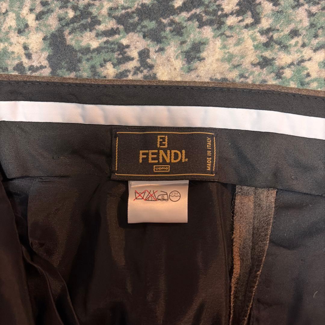 定価10万超 FENDI カシミヤ混 イタリア製 ワイドスラックス フランネル