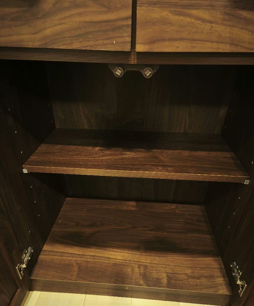 ウッド調 キッチン収納 食器棚 ガラス扉付き