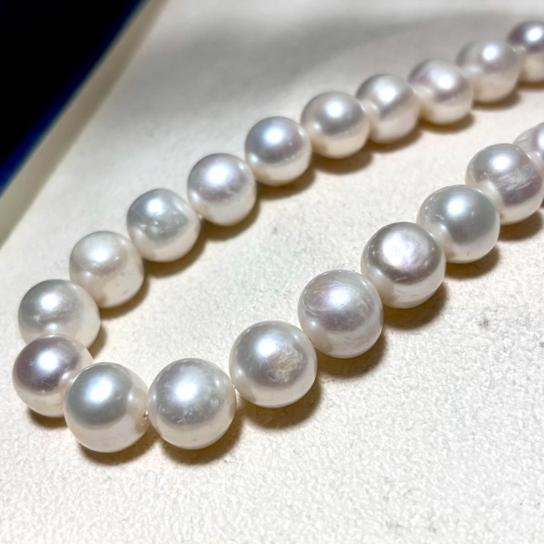 【テリ強】本真珠 パール ネックレス 約10mm-11mm イヤリングセット
