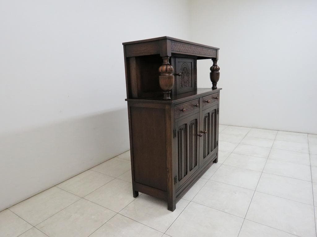 英国 アンティーク コートカップボード サイド キャビネット バッフェ オーク材