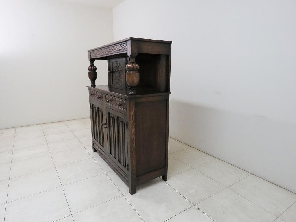 英国 アンティーク コートカップボード サイド キャビネット バッフェ オーク材