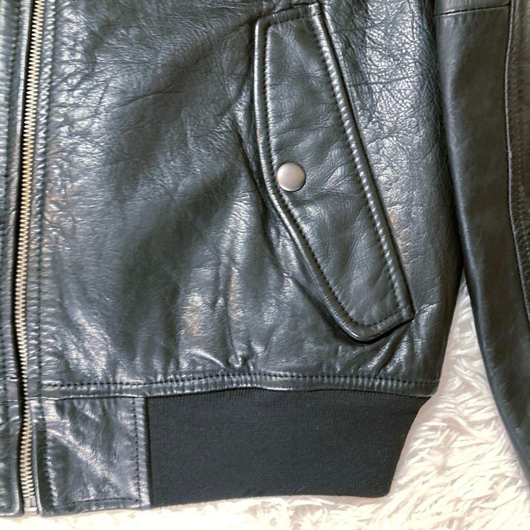 【良品OLD GAP】 カウレザー MA-1 人気ブラック　 L相当サイズ