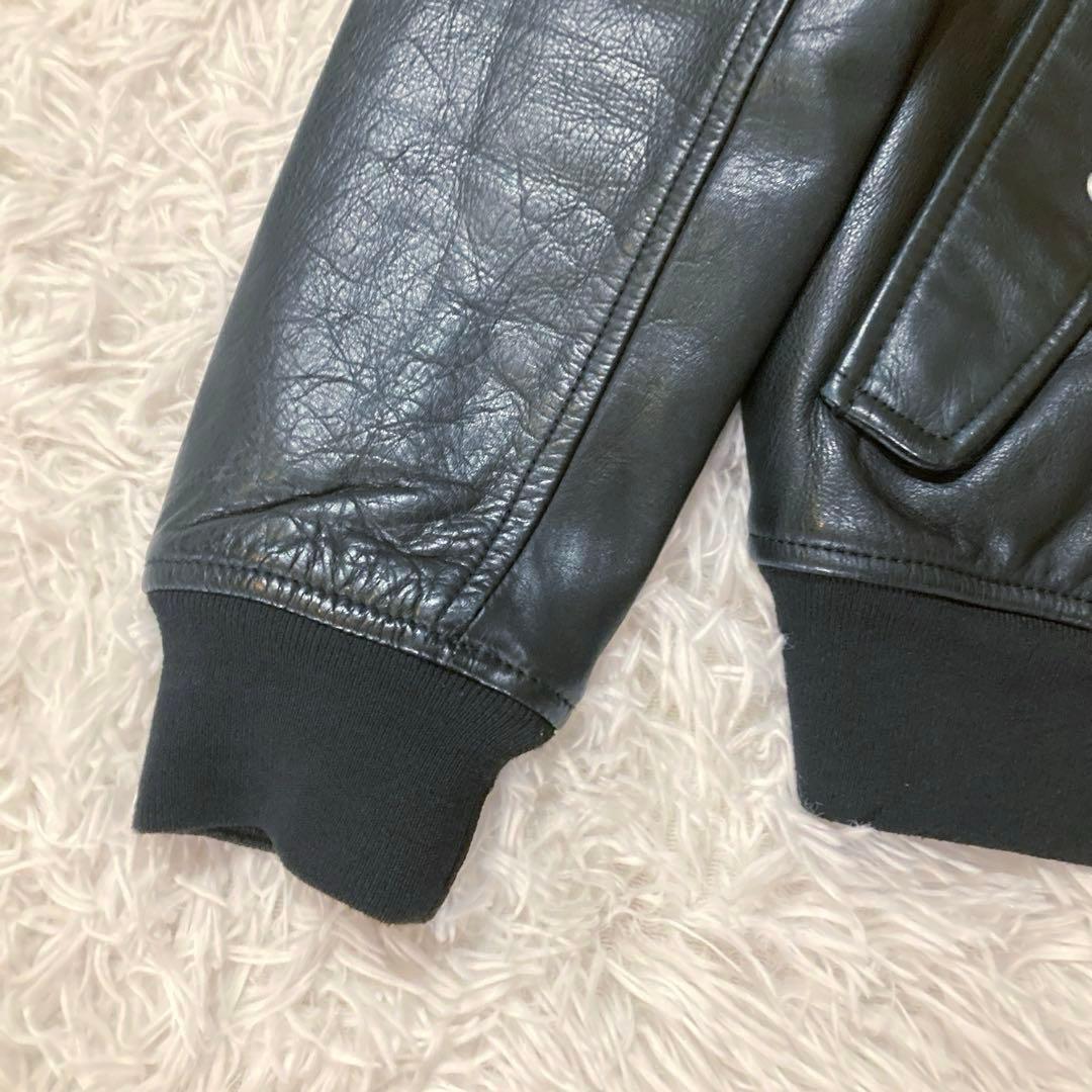 【良品OLD GAP】 カウレザー MA-1 人気ブラック　 L相当サイズ
