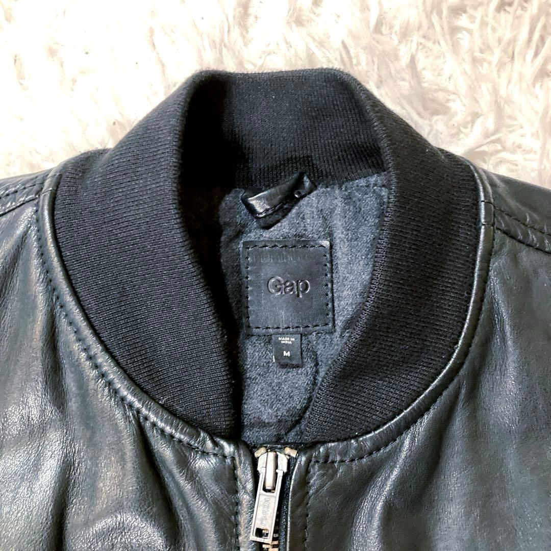 【良品OLD GAP】 カウレザー MA-1 人気ブラック　 L相当サイズ