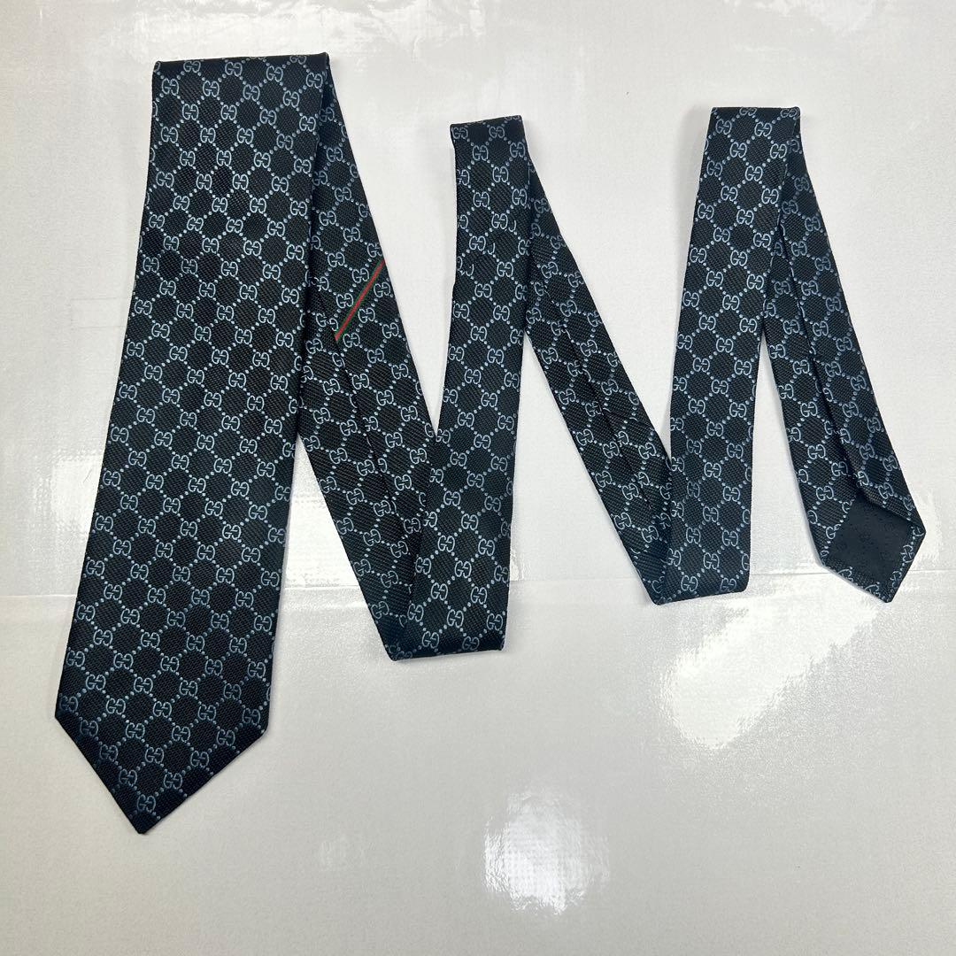 GUCCI グッチ 近年モデル 極美品 ネクタイ GG柄 蜂 シェリーライン 黒