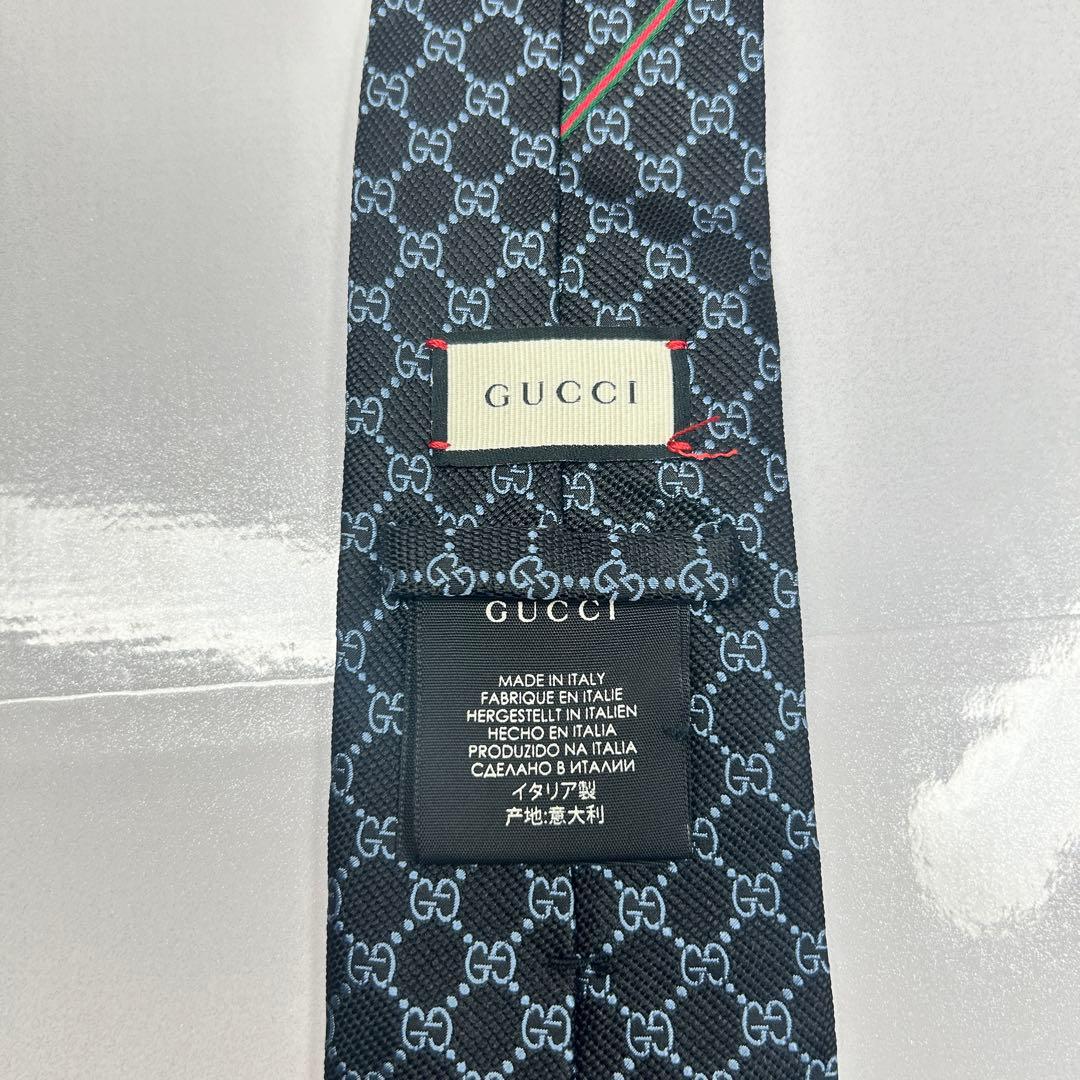 GUCCI グッチ 近年モデル 極美品 ネクタイ GG柄 蜂 シェリーライン 黒