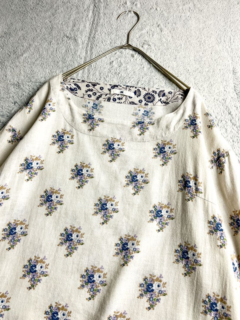 【45R】45rpm 綿100% インドカディ フラワープリントワンピース 2