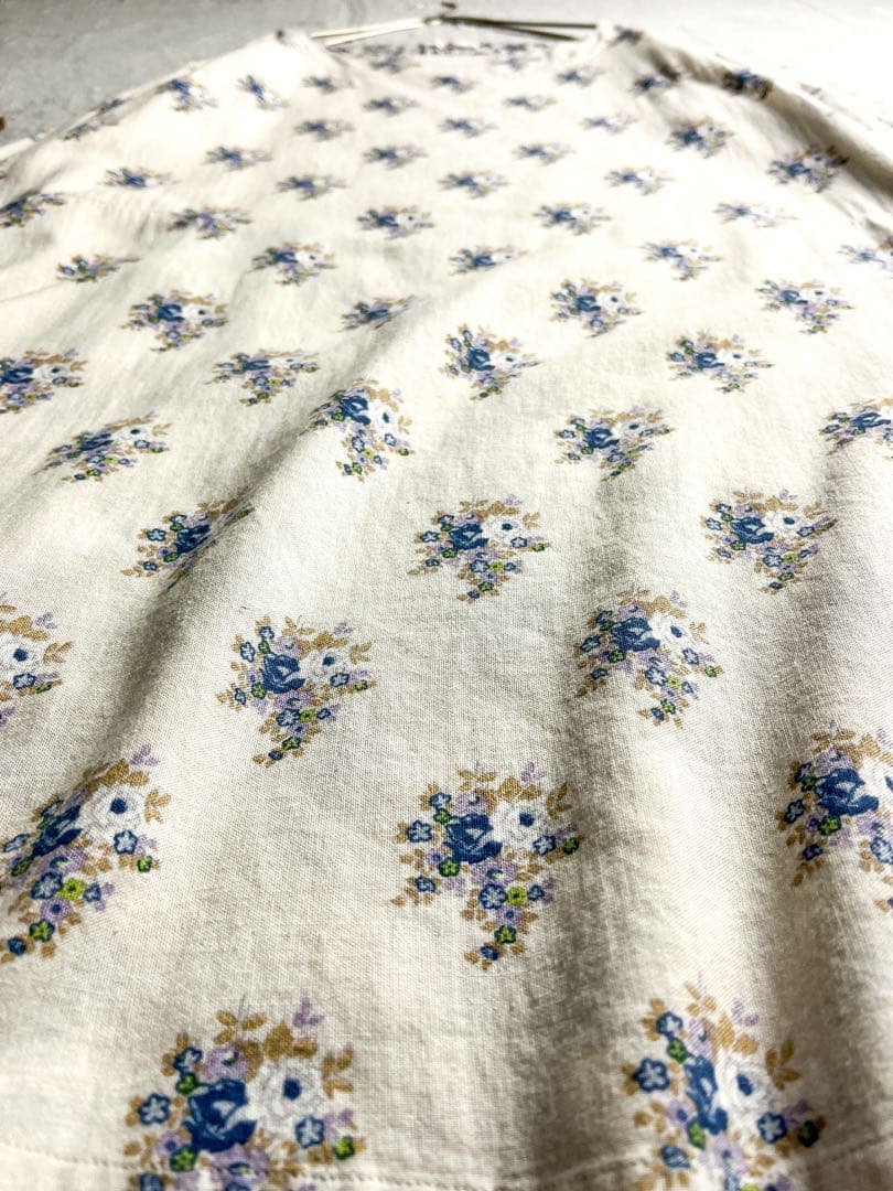 【45R】45rpm 綿100% インドカディ フラワープリントワンピース 2