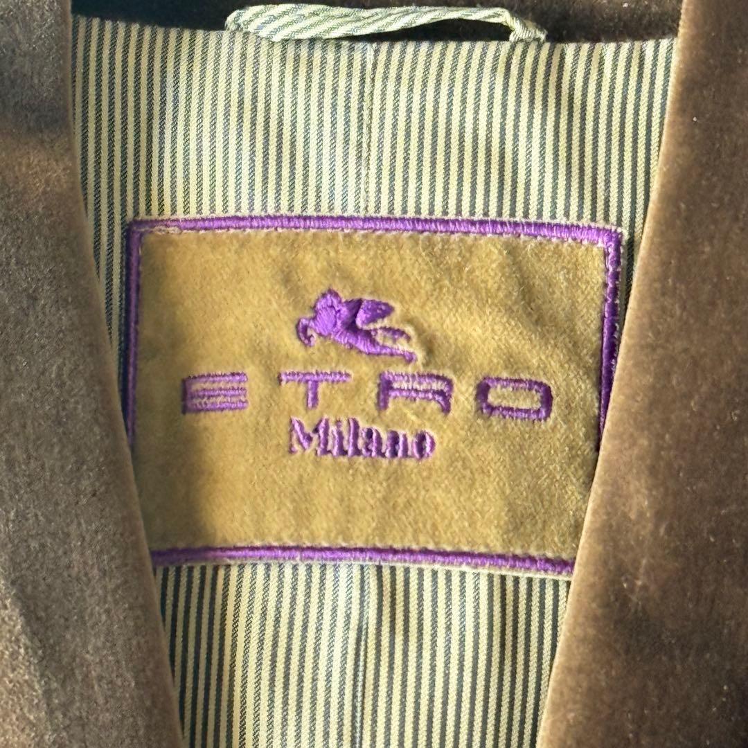 エトロ ノーカラー ジャケット ツイード シルク モヘヤ混 大きいサイズ 44