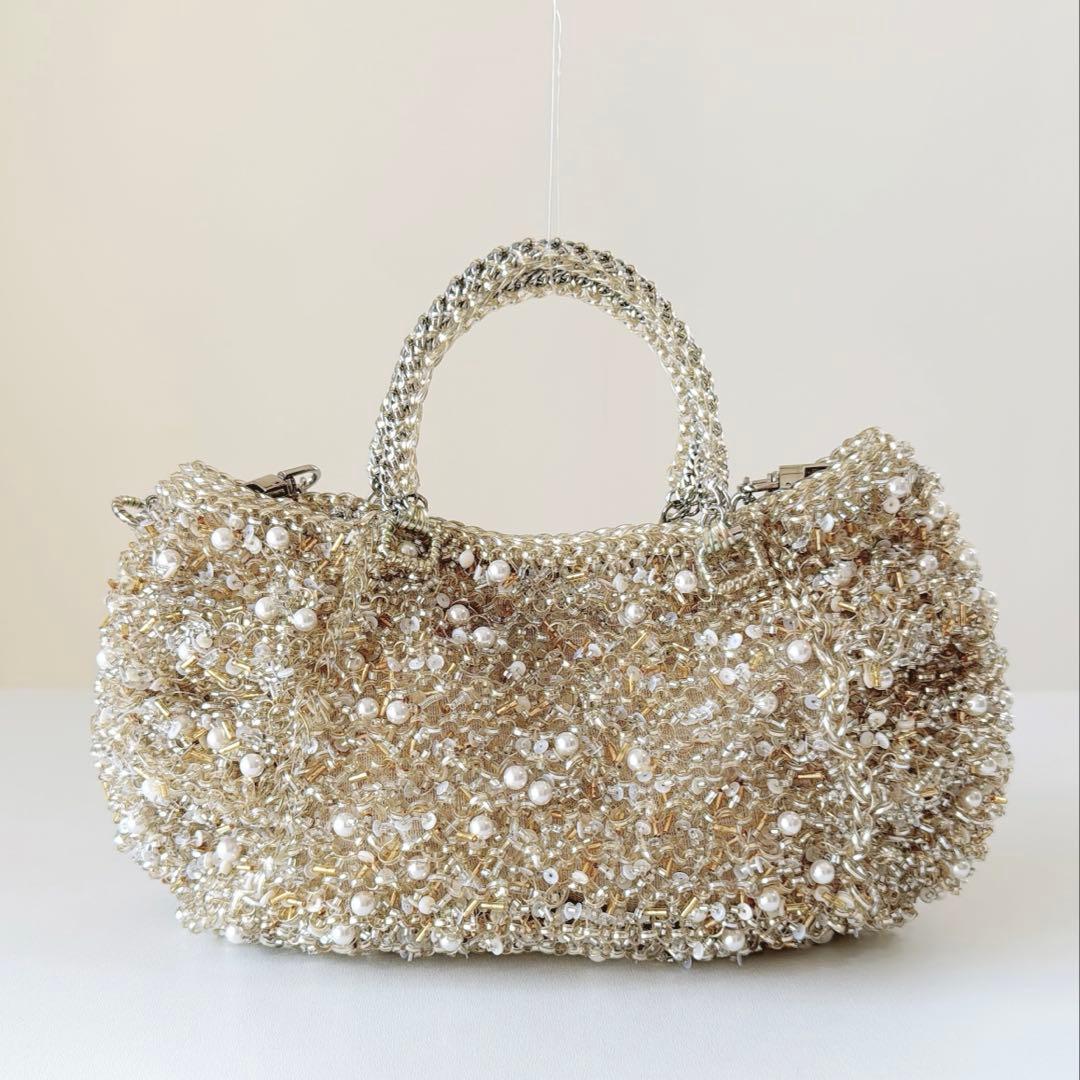 アンテプリマ　ペルラグリッター　3wayハンドショルダーバッグ　シルバーゴールド