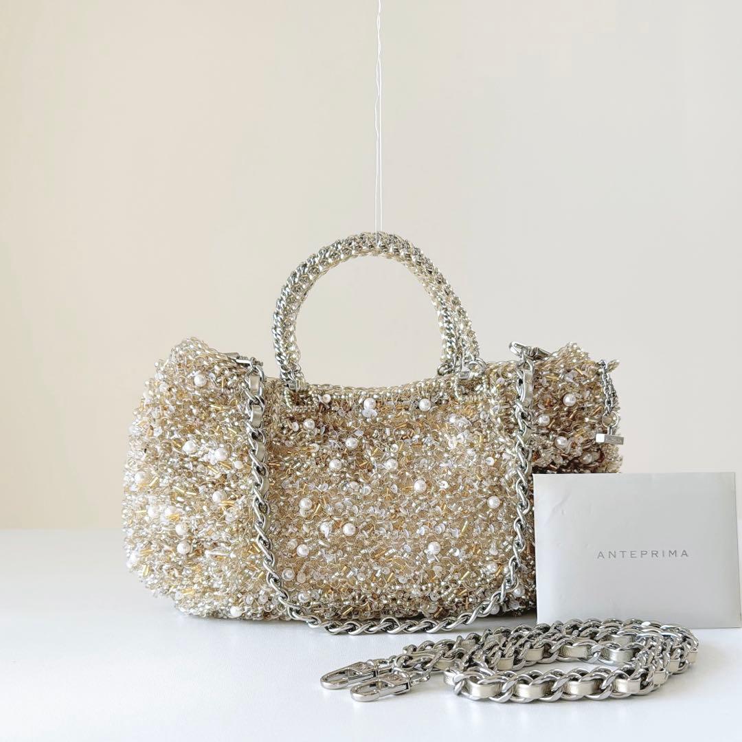 アンテプリマ　ペルラグリッター　3wayハンドショルダーバッグ　シルバーゴールド