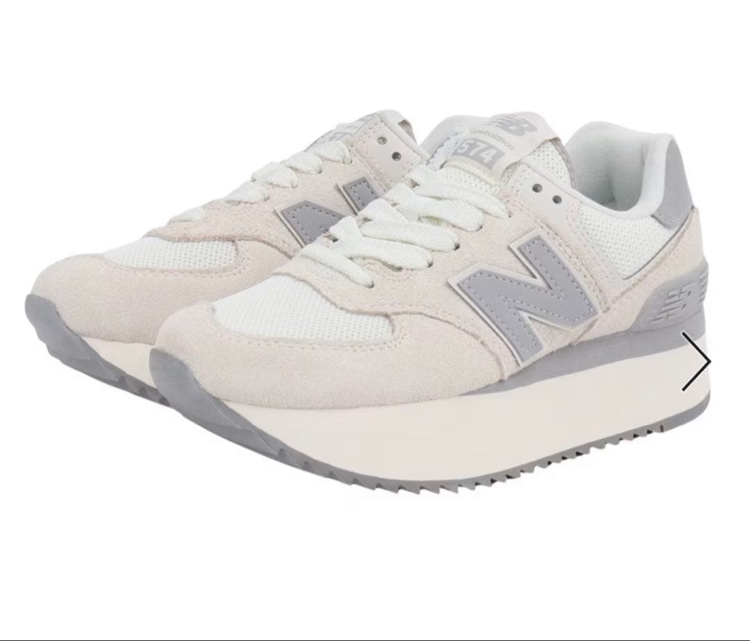 ニューバランス　574 ホワイト　厚底　レディース