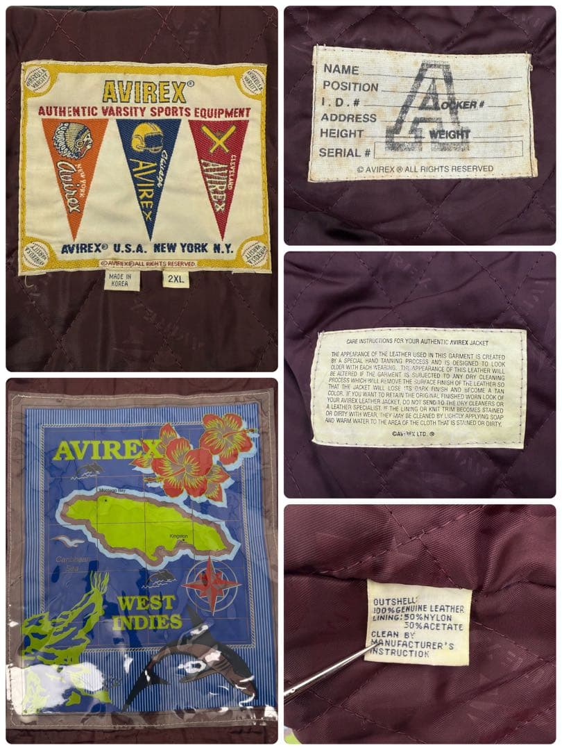 AVIREX 90s ビンテージ オールレザー バーシティジャケット スタジャン