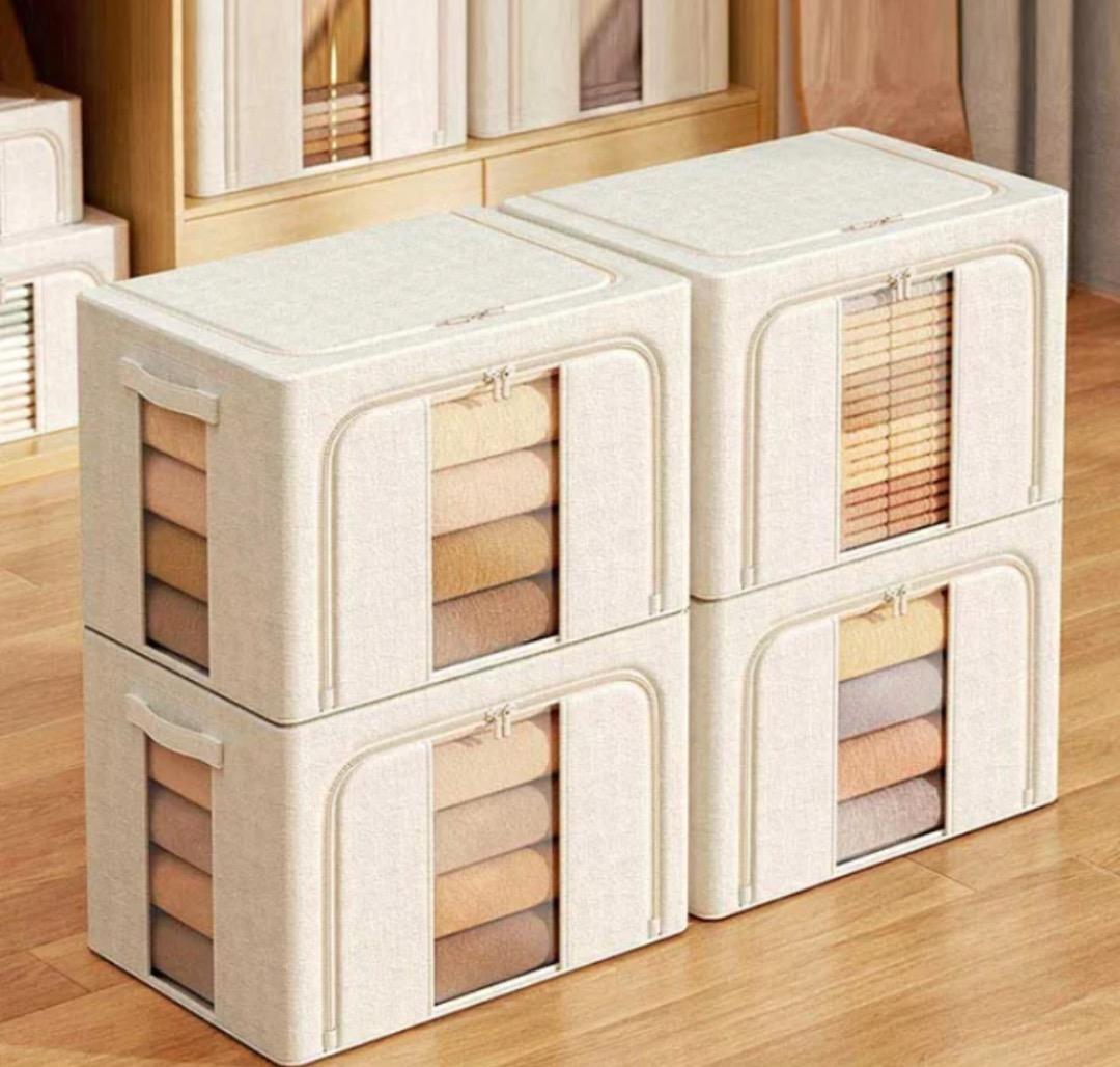 新品未使用 衣類収納 収納ボックス 折りたたみ 丈夫 透明窓 大容量66L 8個