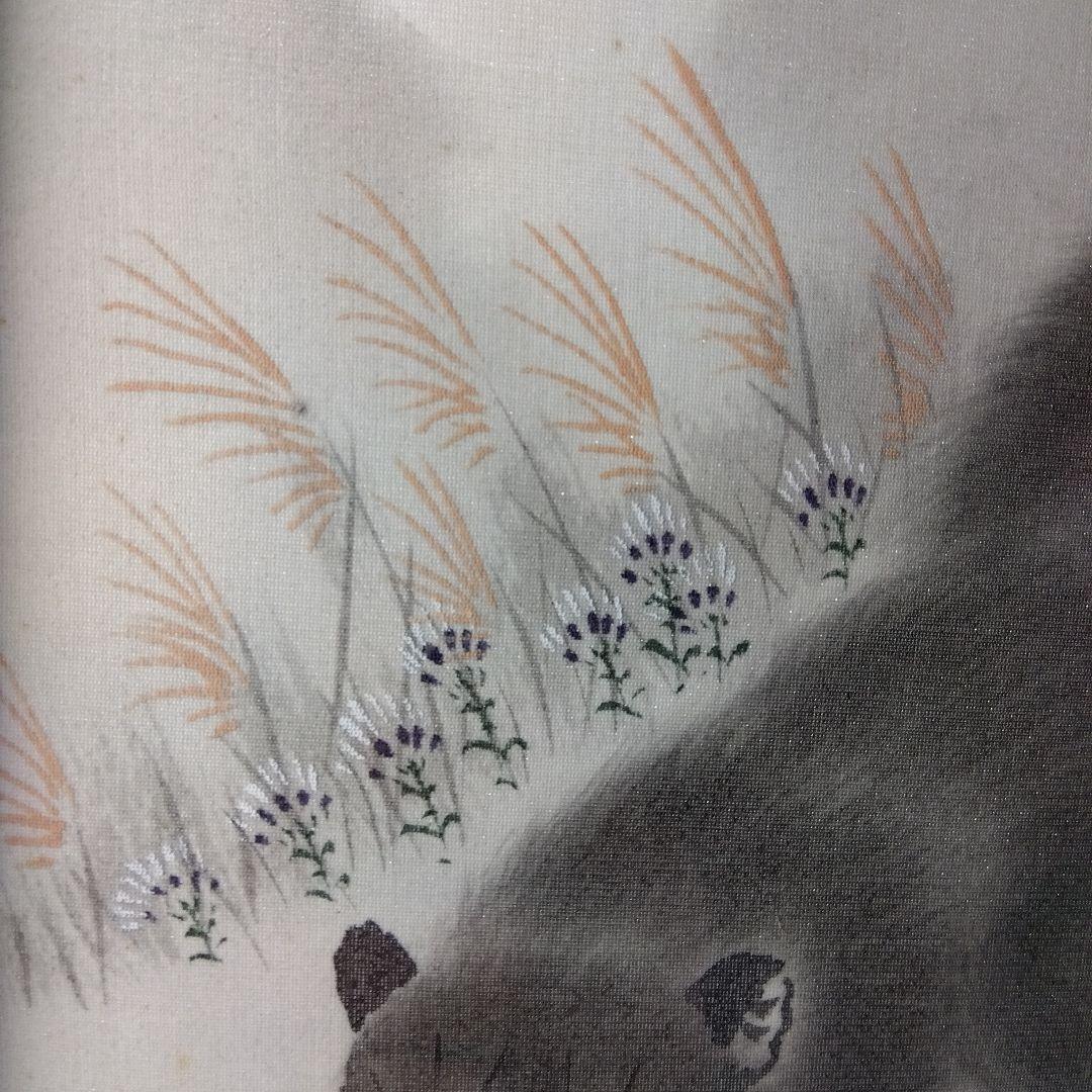 直筆水墨画　晩秋月夜に狸