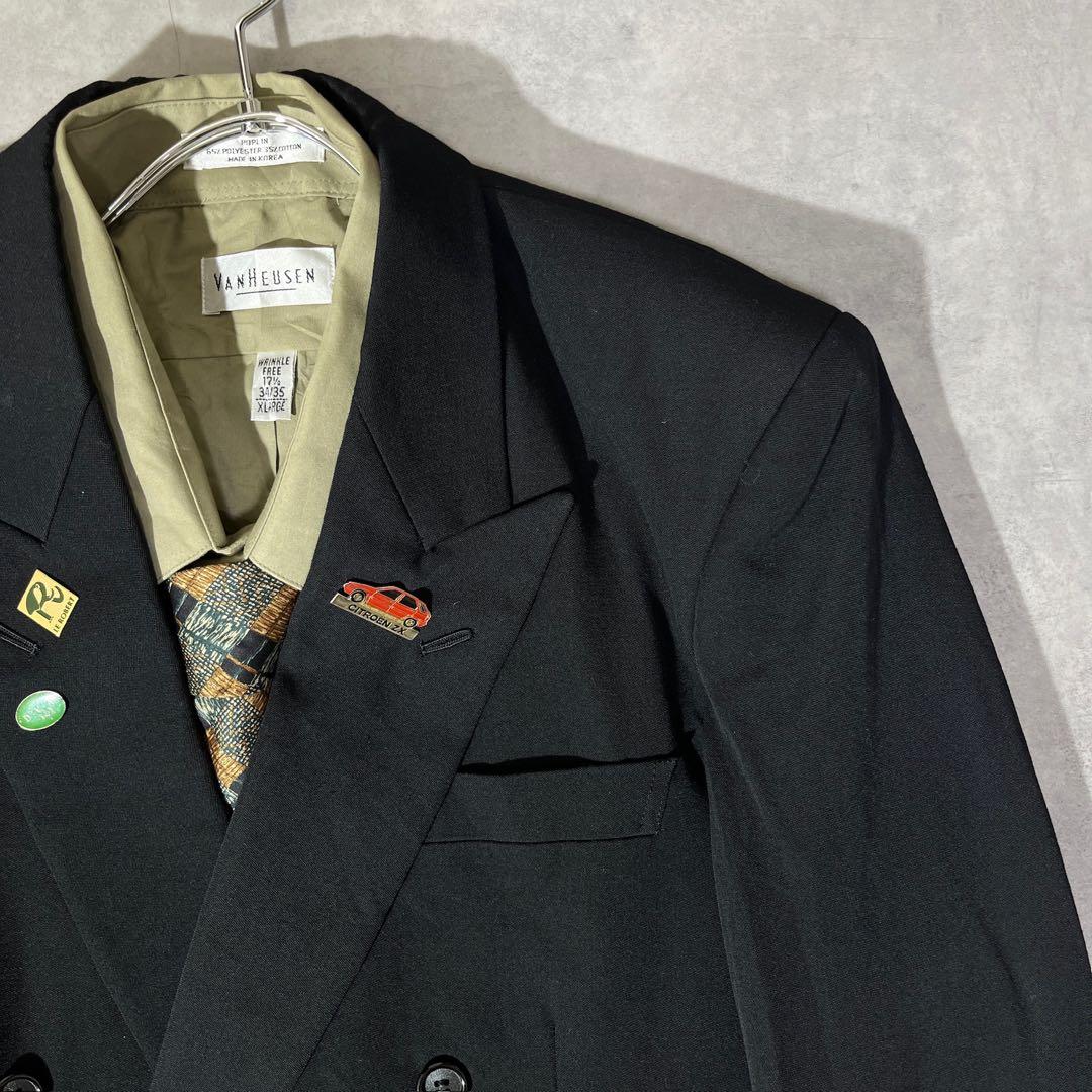 [F.041]【vintage】 セットアップ ダブル　ピンズ　ネクタイ